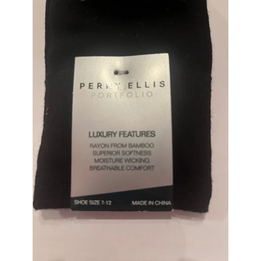 Perry Ellis Portfolio 2 Pair Superior Soft Luxury Socks Black Blue Size 7-12